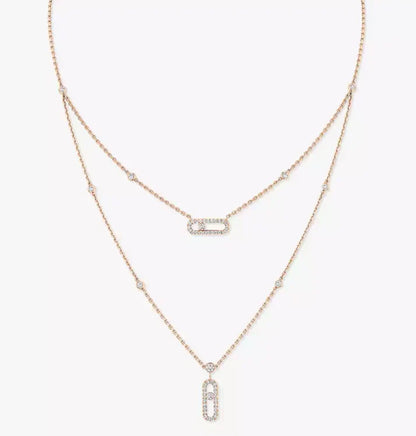 [Lume Jewelry] MS Double-Circle Full-Diamond Necklace