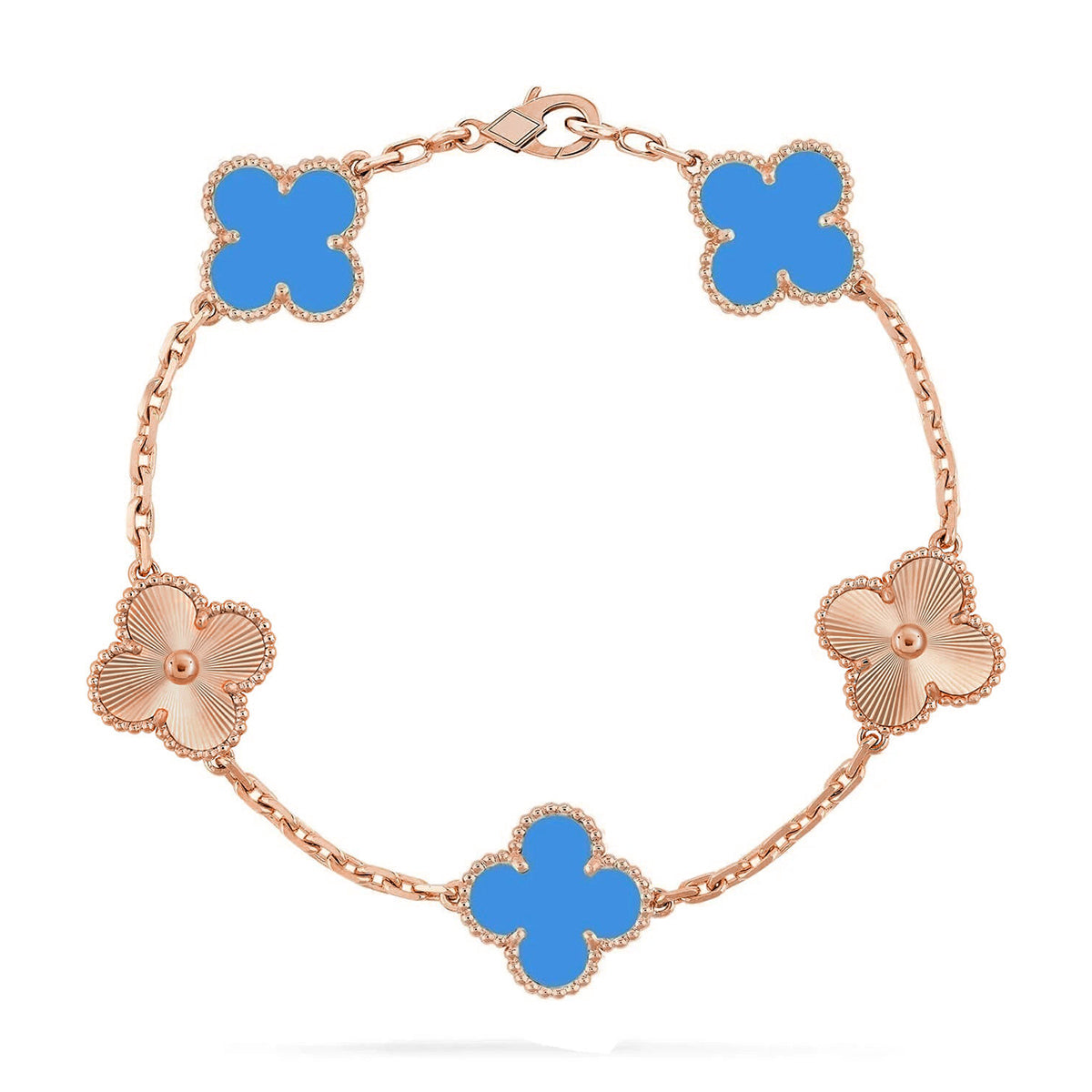 [Lume Jewelry]クローバー5モチーフ ブルーアゲート ブレスレット コレクション