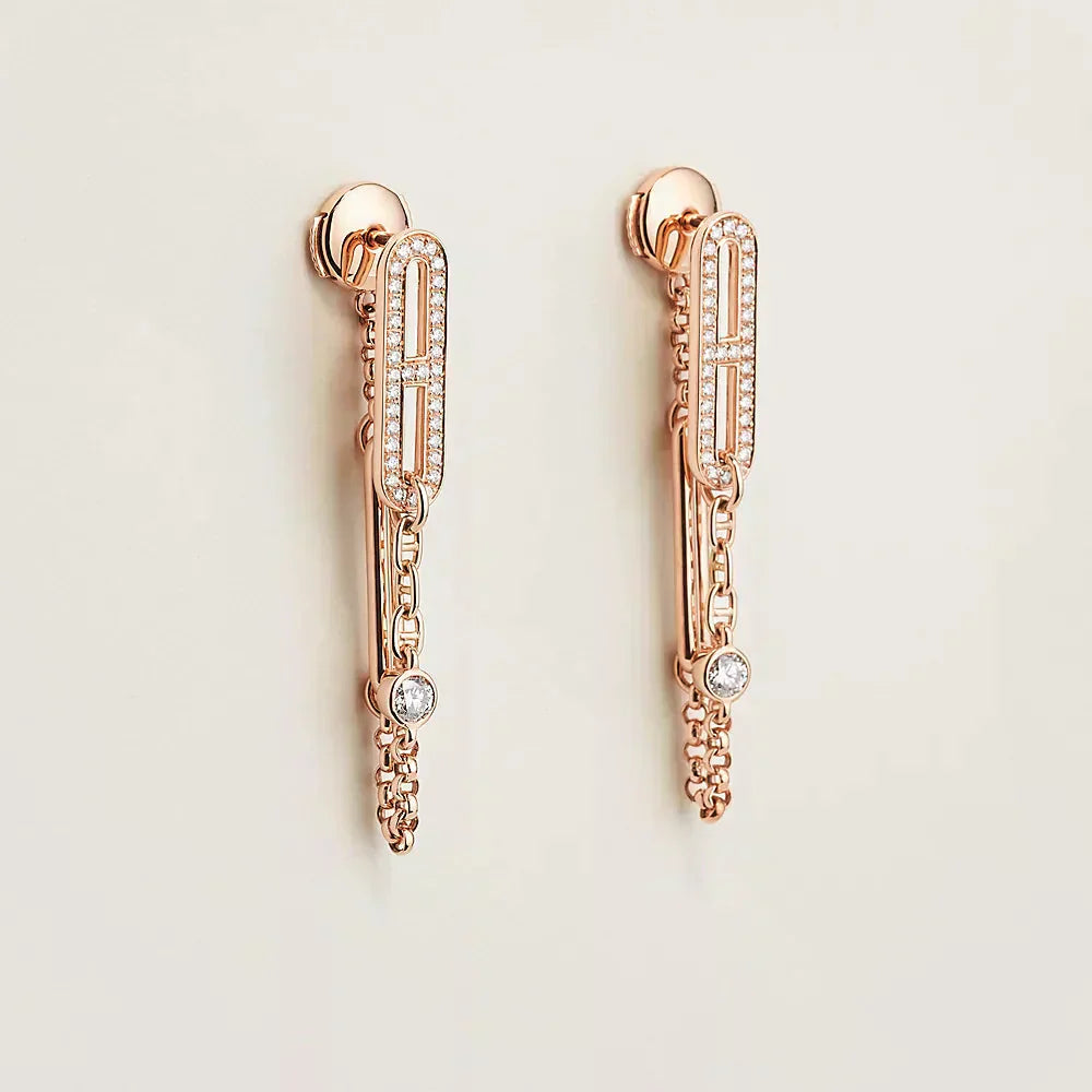 Lume Jewelry 「CHAINE CHAOS DIAMOND DROP EARRINGS」