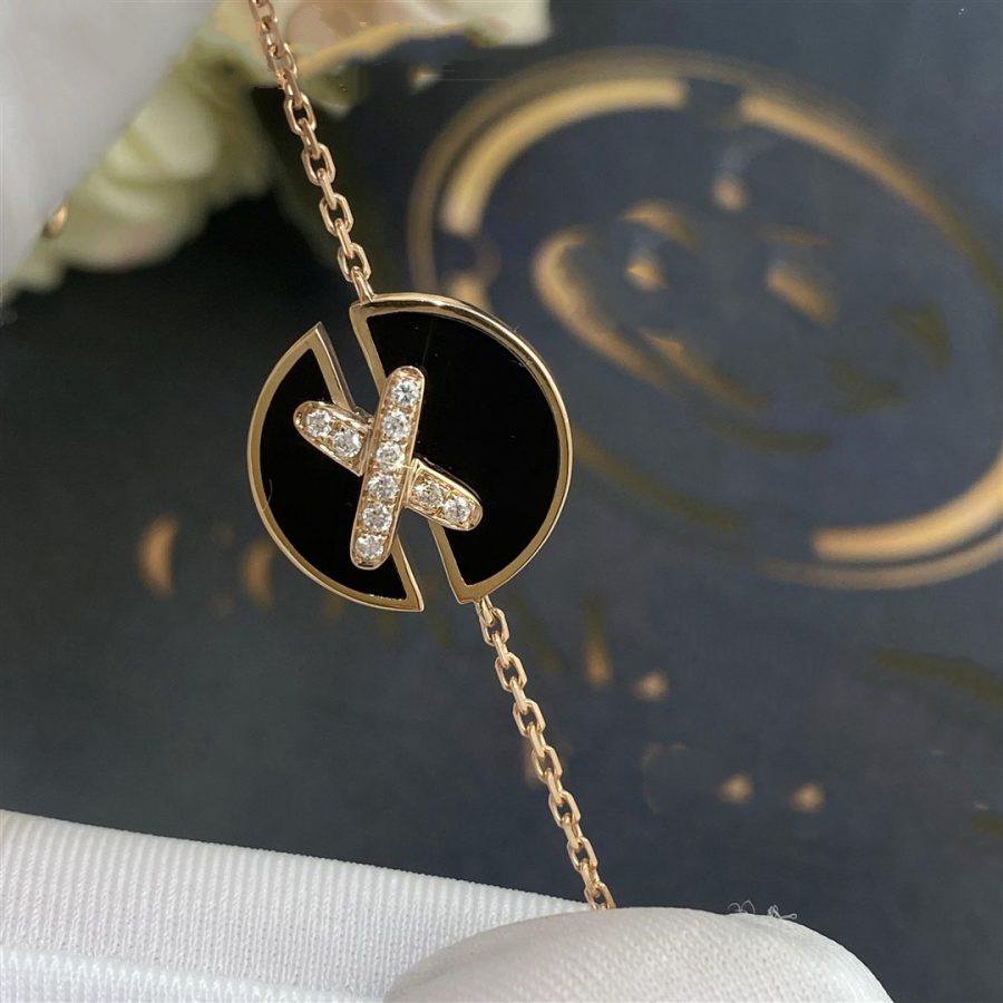 「Lume Jewelry」ピンクゴールドオニキスダイヤモンドブレスレット