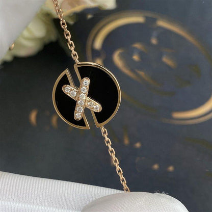 「Lume Jewelry」ピンクゴールドオニキスダイヤモンドブレスレット