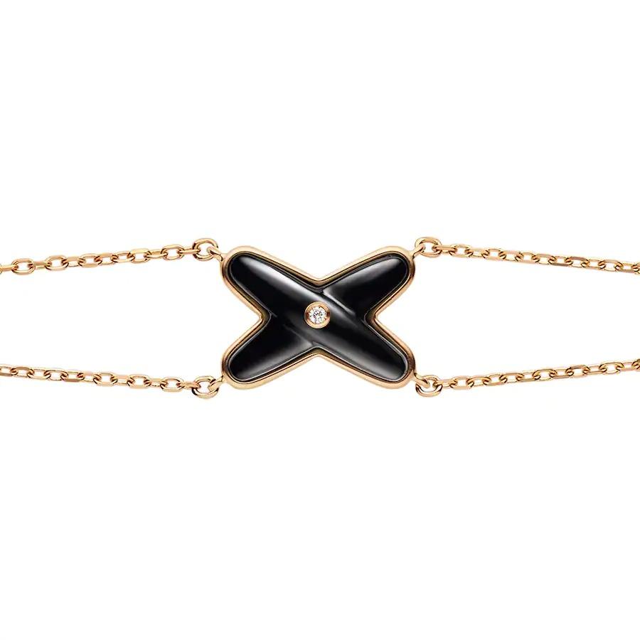 Lume Jewelry JEUX ブレスレット オニキス ピンクゴールド 1ダイヤモンド
