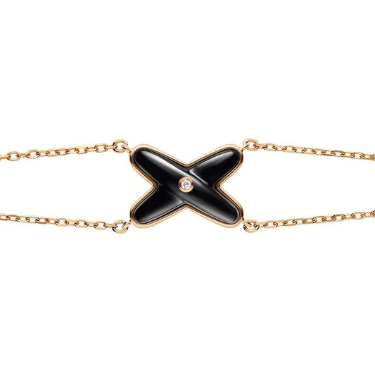 Lume Jewelry JEUX ブレスレット オニキス ピンクゴールド 1ダイヤモンド