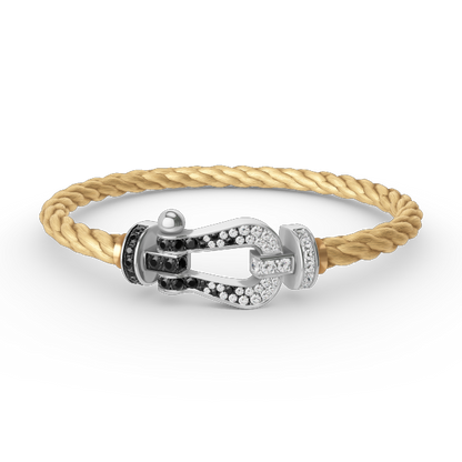Lume Jewelry FORCE LARGE HORSESHOE BLACK WHITE DIAMOND BRACELET SILVER