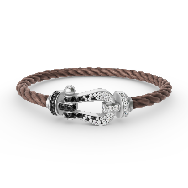 Lume Jewelry FORCE LARGE HORSESHOE BLACK WHITE DIAMOND BRACELET SILVER