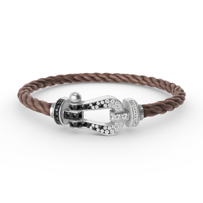 Lume Jewelry FORCE LARGE HORSESHOE BLACK WHITE DIAMOND BRACELET SILVER