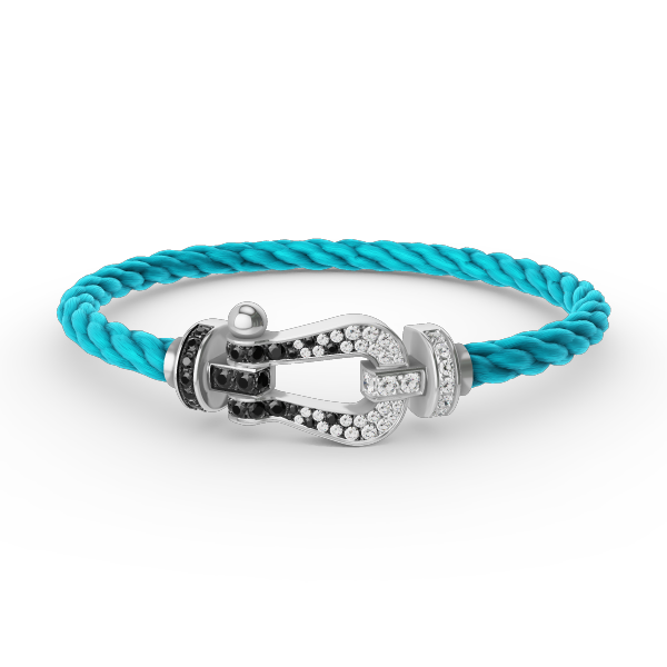 Lume Jewelry FORCE LARGE HORSESHOE BLACK WHITE DIAMOND BRACELET SILVER