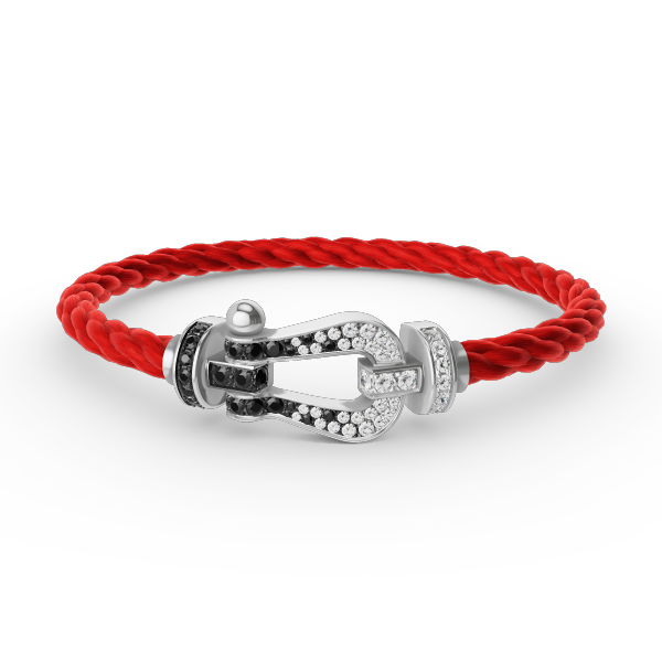 Lume Jewelry FORCE LARGE HORSESHOE BLACK WHITE DIAMOND BRACELET SILVER