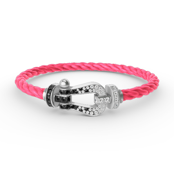 Lume Jewelry FORCE LARGE HORSESHOE BLACK WHITE DIAMOND BRACELET SILVER
