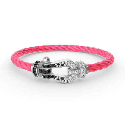 Lume Jewelry FORCE LARGE HORSESHOE BLACK WHITE DIAMOND BRACELET SILVER