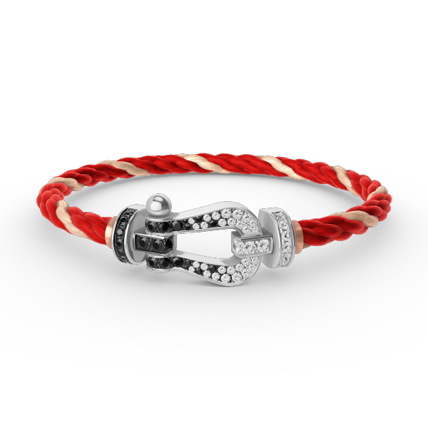 Lume Jewelry FORCE LARGE HORSESHOE BLACK WHITE DIAMOND BRACELET SILVER