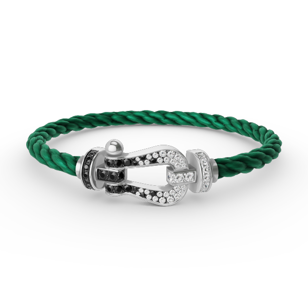 Lume Jewelry FORCE LARGE HORSESHOE BLACK WHITE DIAMOND BRACELET SILVER