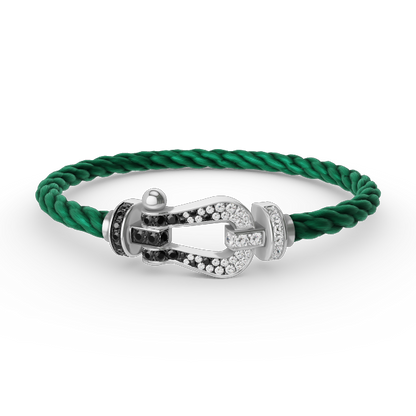 Lume Jewelry FORCE LARGE HORSESHOE BLACK WHITE DIAMOND BRACELET SILVER