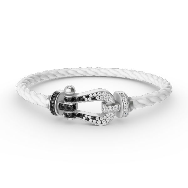 Lume Jewelry FORCE LARGE HORSESHOE BLACK WHITE DIAMOND BRACELET SILVER