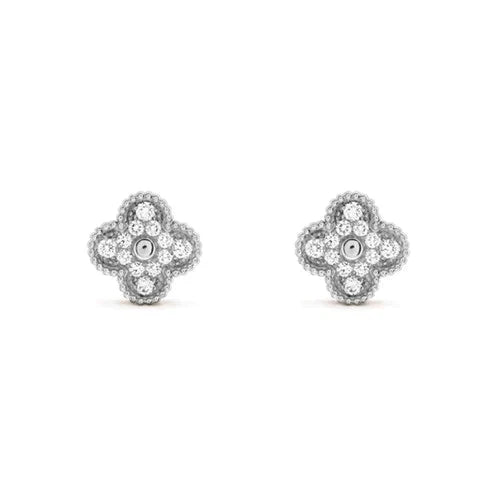 「Lume Jewelry」クローバー1モチーフダイヤモンドスタッドピアス シルバー