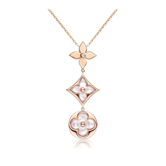 ¡®Lume Jewelry¡¯COLOR BLOSSOM LARIAT NECKLACE PINK GOLD WHITE MOTHER PEARL AND DIAMOND