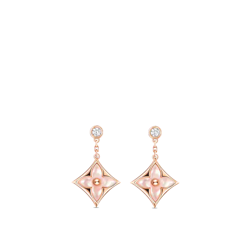 「Lume Jewelry」ダブルスターピンクゴールドMOPドロップイヤリング