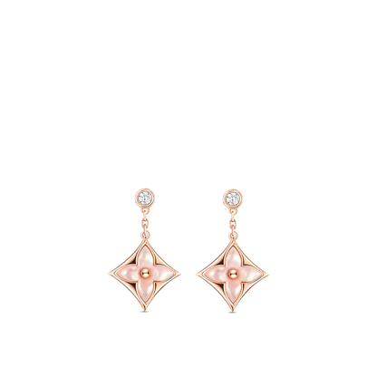 「Lume Jewelry」ダブルスターピンクゴールドMOPドロップイヤリング