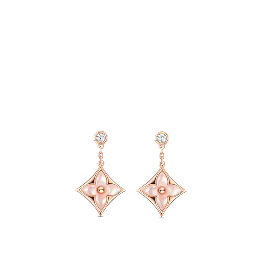 「Lume Jewelry」ダブルスターピンクゴールドMOPドロップイヤリング