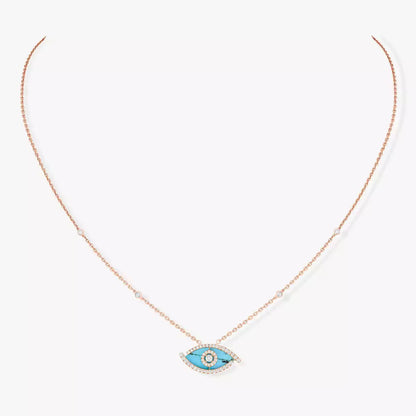 [Lume Jewelry]Lucky Eye Diamond Necklace in Rose Gold and Turquoise