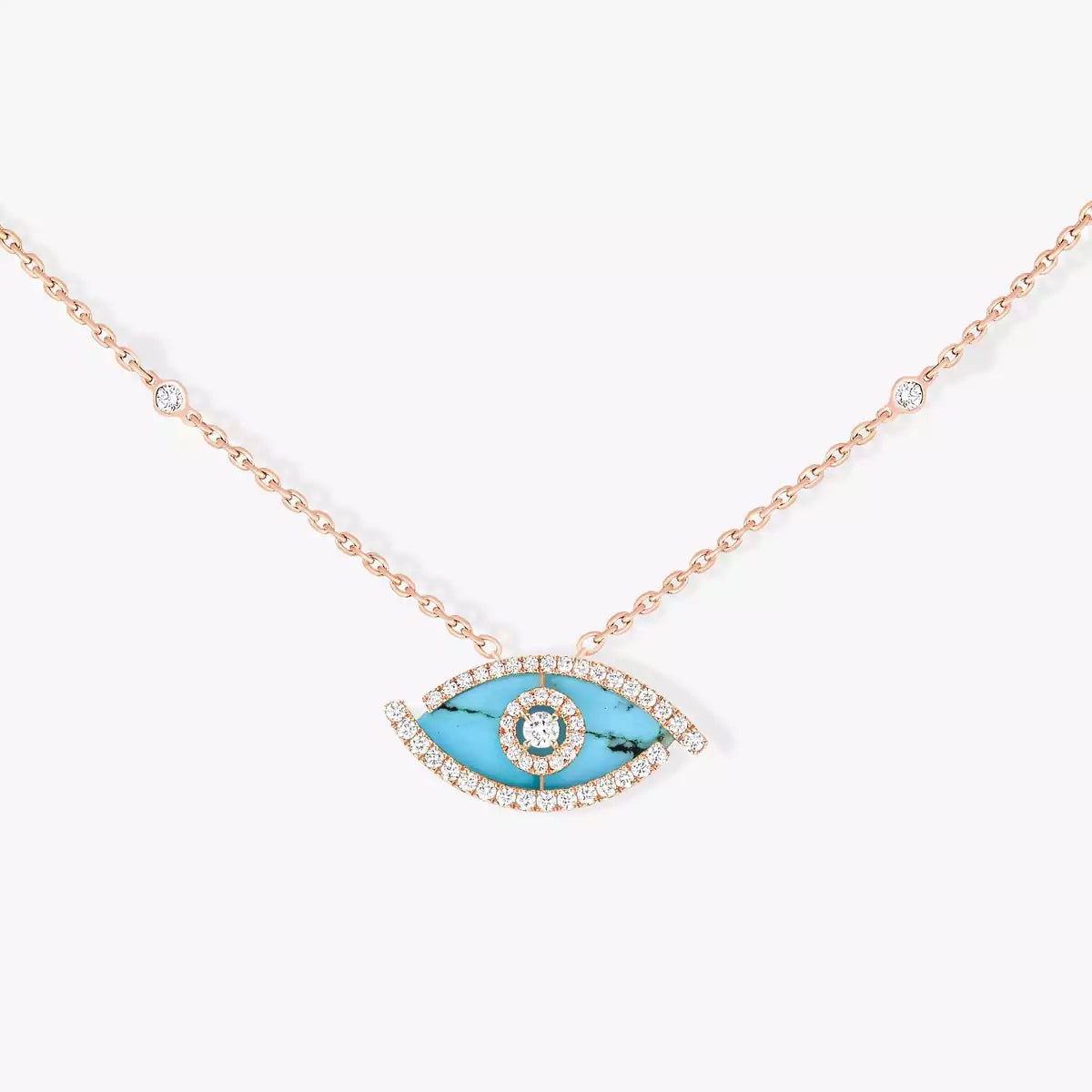 [Lume Jewelry]Lucky Eye Diamond Necklace in Rose Gold and Turquoise
