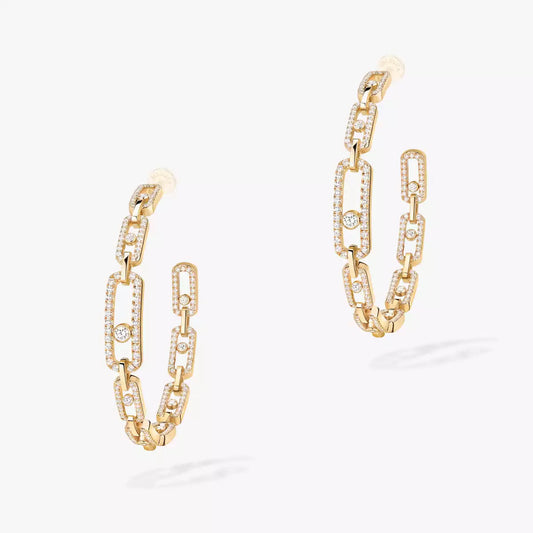 [[Lume Jewelry]Move Link Diamond Hoop Earrings