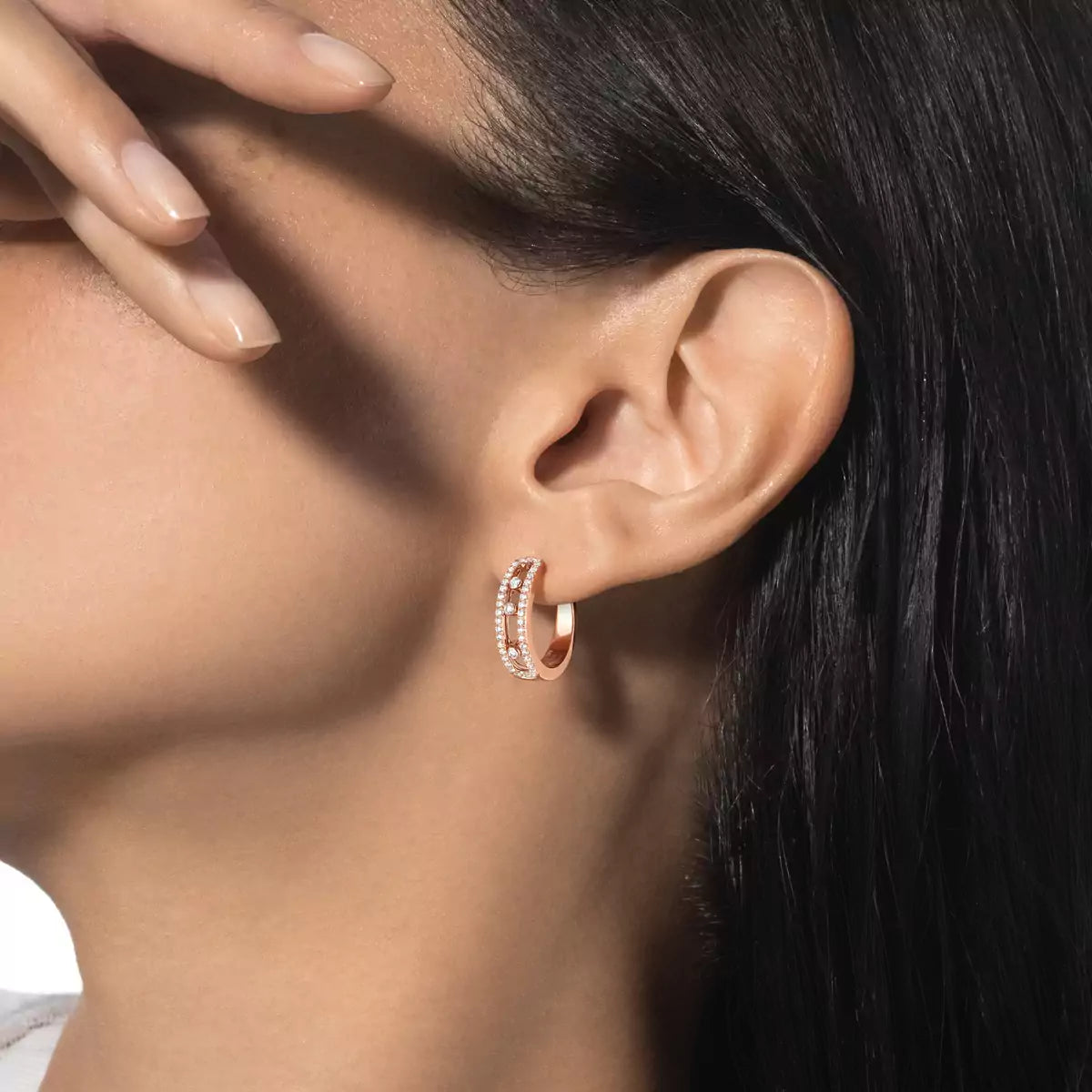 [Lume Jewelry]Diamond Pave_ Hoop Earrings Move