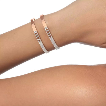 [Lume Jewelry]Move Noa Rose Gold Pavé Diamond Bangle Bracelet