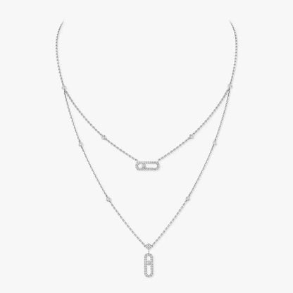 [Lume Jewelry]2 Rows Rose Gold Diamond Pave_ Necklace Move Uno