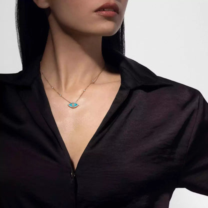 [Lume Jewelry]Lucky Eye Diamond Necklace in Rose Gold and Turquoise