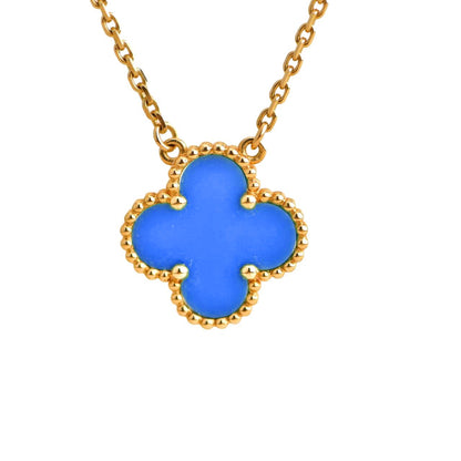 Lume Jewelry クローバー 15MM ブルーアゲートネックレス