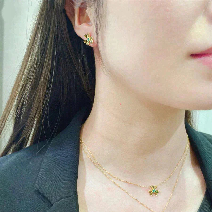 ®Lume Jewelry®フリヴォル フラワー マラカイト イヤリング