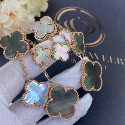 Lume Jewelry クローバーイヤリング ダークMOP 4モチーフ ローズゴールド