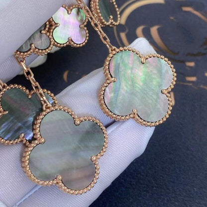 Lume Jewelry クローバーイヤリング ダークMOP 4モチーフ ローズゴールド