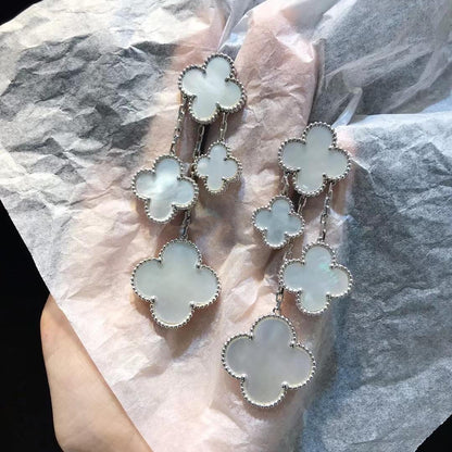 Lume Jewelry CLOVER EARRINGS WHITE MOP 4 MOTIFS SILVER