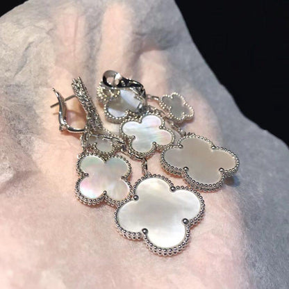 Lume Jewelry CLOVER EARRINGS WHITE MOP 4 MOTIFS SILVER