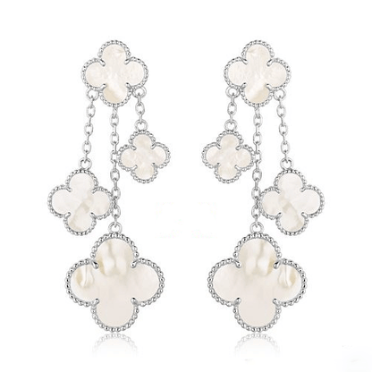 Lume Jewelry CLOVER EARRINGS WHITE MOP 4 MOTIFS SILVER