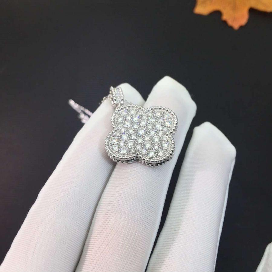 「Lume Jewelry」CLOVER 25MM SILVER フルダイヤモンド ビッグクローバーネックレス