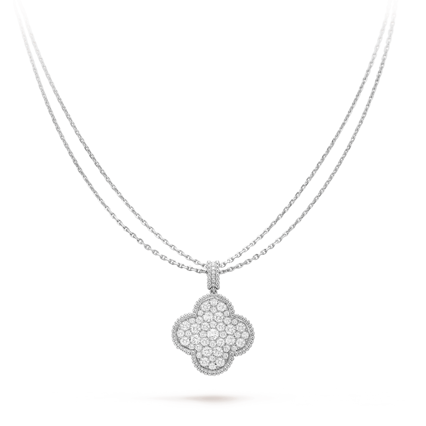 「Lume Jewelry」CLOVER 25MM SILVER フルダイヤモンド ビッグクローバーネックレス