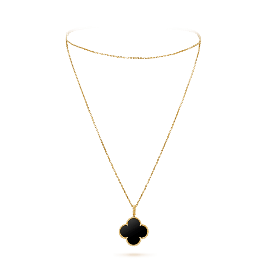 Lume Jewelry クローバー 25MM ゴールド オニキス ビッグクローバーネックレス