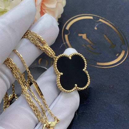 Lume Jewelry クローバー 25MM ゴールド オニキス ビッグクローバーネックレス