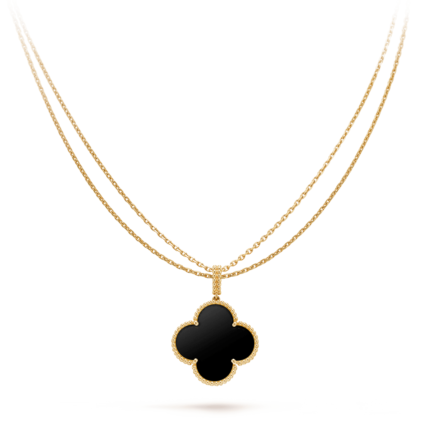 Lume Jewelry クローバー 25MM ゴールド オニキス ビッグクローバーネックレス
