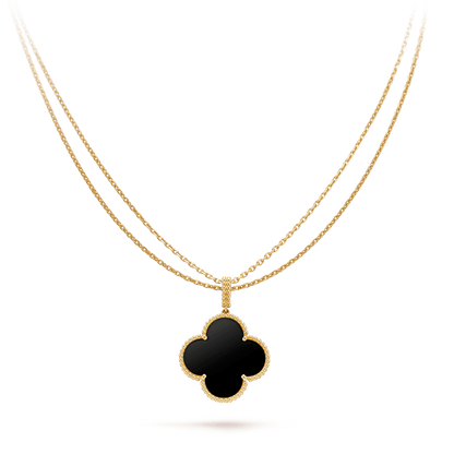 Lume Jewelry クローバー 25MM ゴールド オニキス ビッグクローバーネックレス