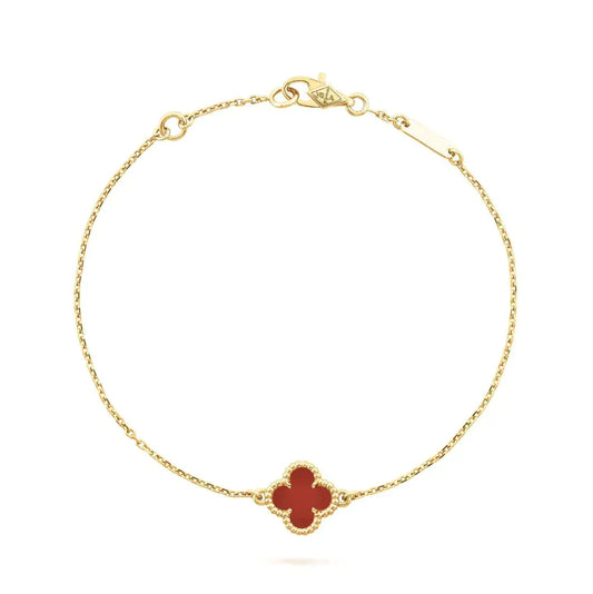 Lume Jewelry クローバー カーネリアン シングル フラワー ブレスレット