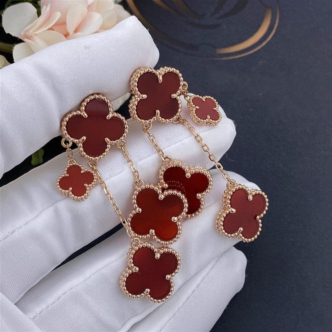 Lume Jewelry クローバーピアス カーネリアン 4モチーフ ピンクゴールド