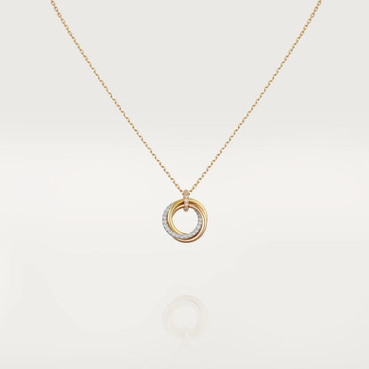 Lume Jewelry TRINITY NECKLACE SILVER GOLD PINK GOLD DIAMONDS