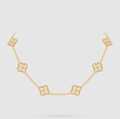 [「Lume Jewelry」]クローバー 10モチーフ フルダイヤモンドネックレス