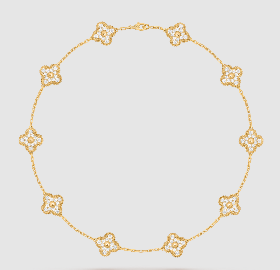 [「Lume Jewelry」]クローバー 10モチーフ フルダイヤモンドネックレス