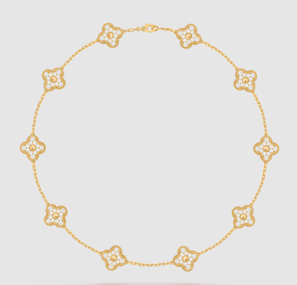 [「Lume Jewelry」]クローバー 10モチーフ フルダイヤモンドネックレス
