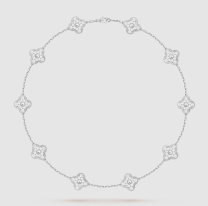[「Lume Jewelry」]クローバー 10モチーフ フルダイヤモンドネックレス